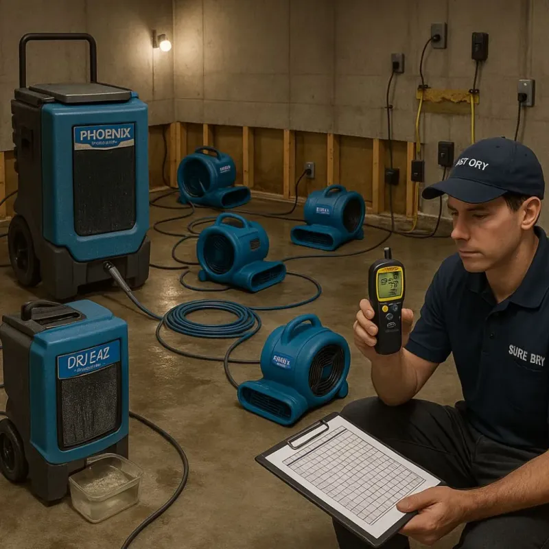 Structural Drying and Dehumidification process in Harrison, WI